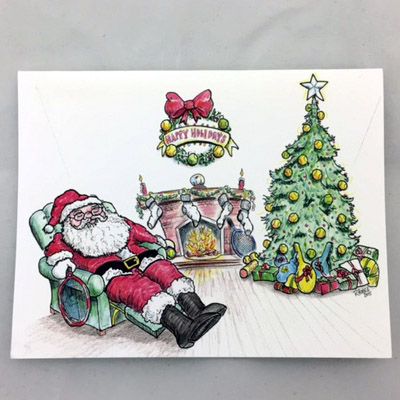 Note cards - Tired Tennis Santa