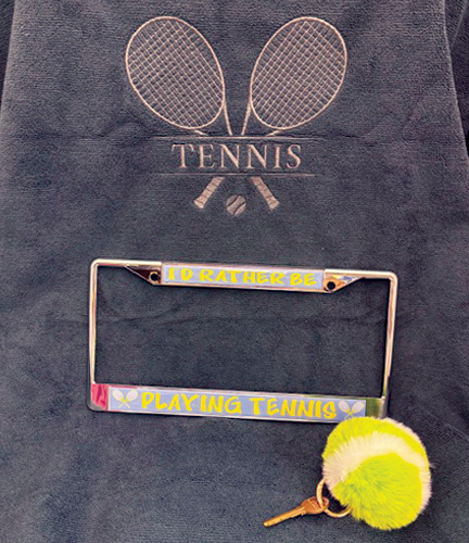 Day 3 - Tennis Car Seat Protector, Plate Frame & Key Fob