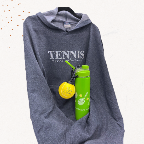 Day 6 - Tennis Sweatshirt Poncho, Water Bottle & Ornament