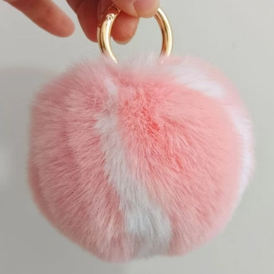 FAUX Fur Tennis Ball Keyring Puff